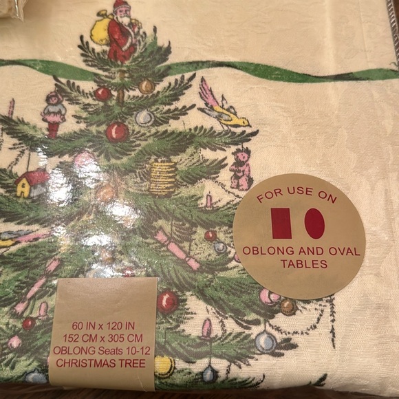 Spode Christmas Tree Oblong Damask Jacquard Tablecloth 60 x 120” & 8 Napkins NWT - Picture 8 of 12